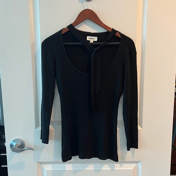 Chic Black Top with Tie Neck by L'AGENCE - Picture 14 of 16